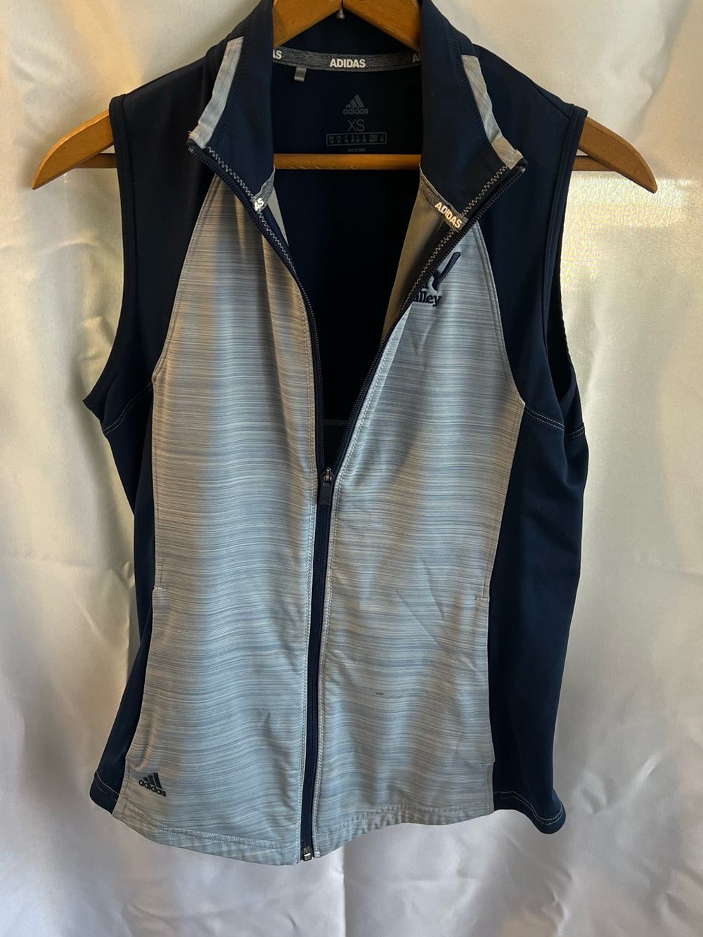 adidas Women's Navy and Light Gray Zip-Front Athletic Tank